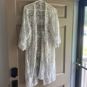 Sheer embroidered cover up